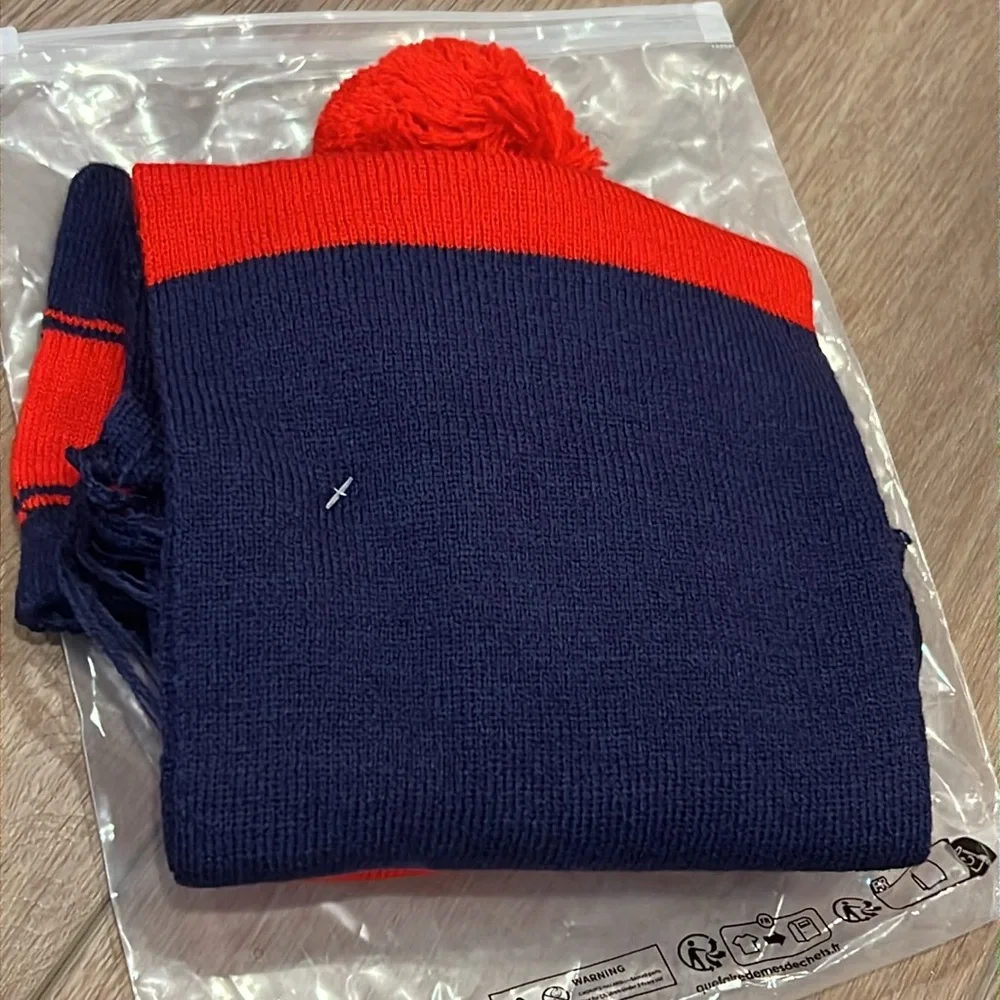 NWT Toddler Tuc Tuc Red and Navy Winter Hat, Gloves, and Scarf Set Red and Navy